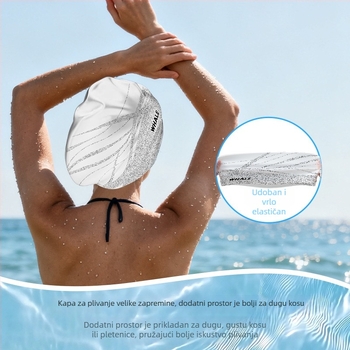 Whale silikonska kapa za plivanje – unisex za odrasle, otisak, za plivanje i vodene sportove