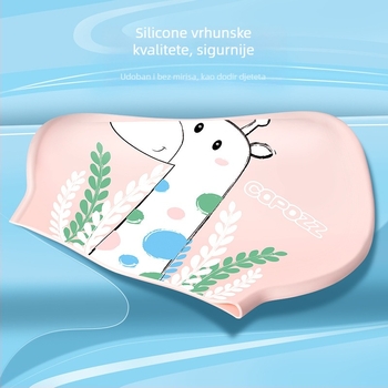 Dječja silikon kapa za plivanje sa zaštitom za uši, pogodna za dugu kosu, vodootporna, s tiskanim uzorkom