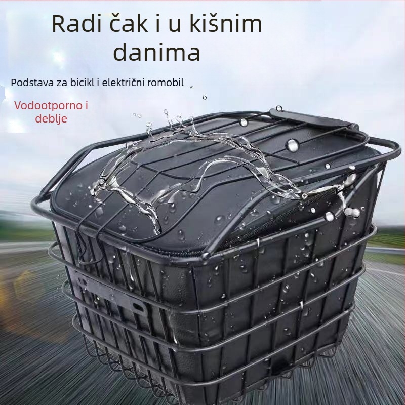 Torba za prednju košaru bicikla, kožna, vodonepropusna, kapaciteta 5 L, model 123