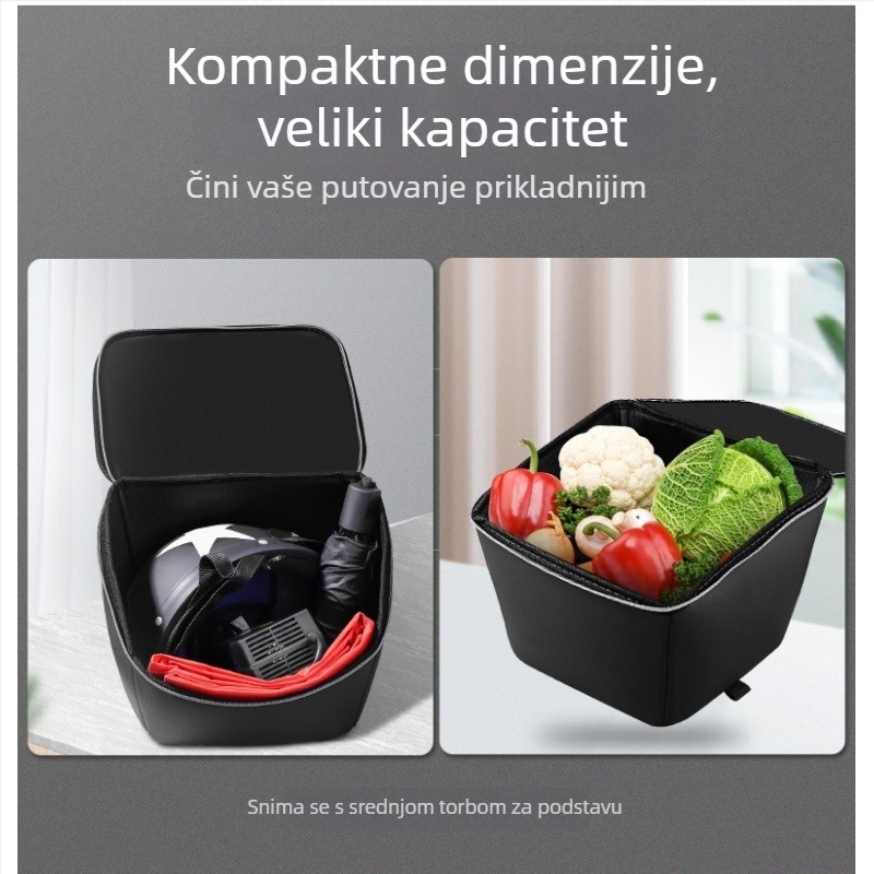 Torba za prednju košaru bicikla, kožna, vodonepropusna, kapaciteta 5 L, model 123