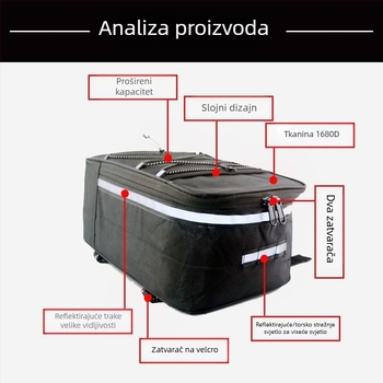 Zadnja torba za bicikl marki Unique – sklopiva, vodootporna