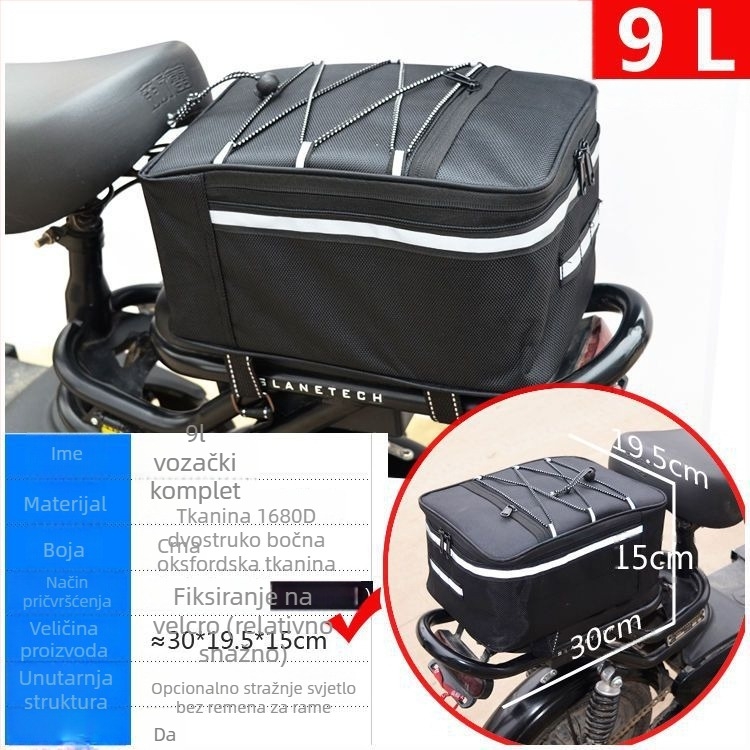 Zadnja torba za bicikl marki Unique – sklopiva, vodootporna