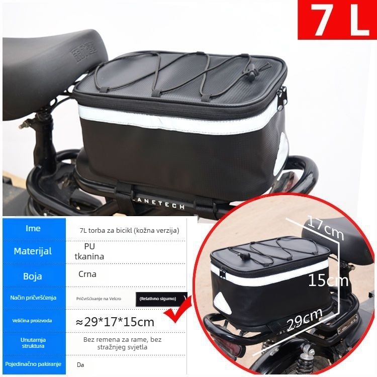 Zadnja torba za bicikl marki Unique – sklopiva, vodootporna