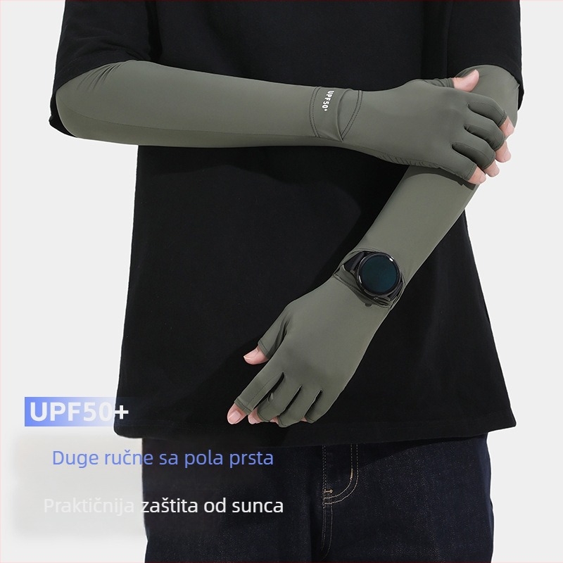 Rukavice za UV zaštitu - dizajn s pola prsta, prozračne ledeno svilenkaste vlakna, brzo sušenje, protuklizne, kompatibilne s dodirnim zaslonom
