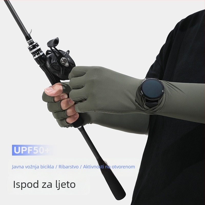 Rukavice za UV zaštitu - dizajn s pola prsta, prozračne ledeno svilenkaste vlakna, brzo sušenje, protuklizne, kompatibilne s dodirnim zaslonom