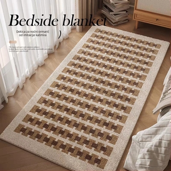 Etnički stil prostirka uz rub kreveta, kvadratičnog oblika, umjetni kašmir, digitalni tisak, crtani motiv, periva, pogodna za dnevni boravak i spavaću sobu.