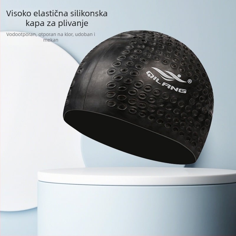 Silikonska kapa za plivanje, unisex, čvrst uzorak, zaštita ušiju, vodootporna, s prilagođenim logotipom