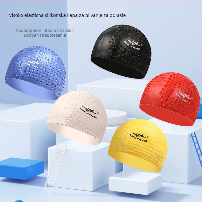 Silikonska kapa za plivanje, unisex, čvrst uzorak, zaštita ušiju, vodootporna, s prilagođenim logotipom
