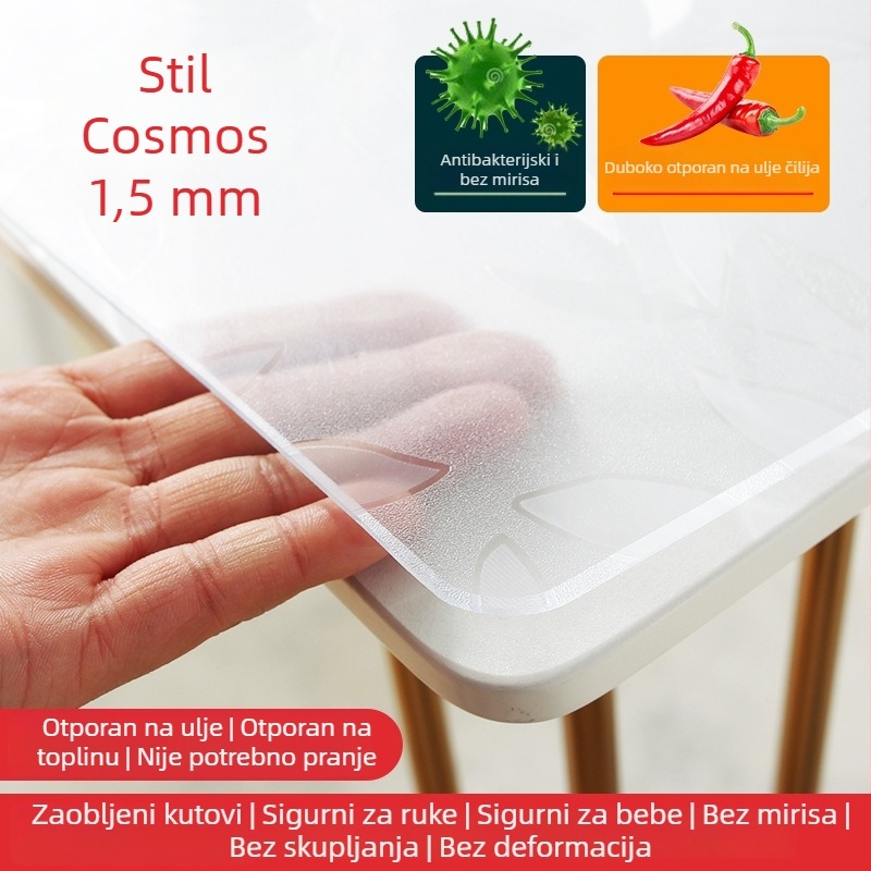 Prozirna PVC podloga za stol, vodootporna, otporna na toplinu i ulja, protuklizna, lako se čisti