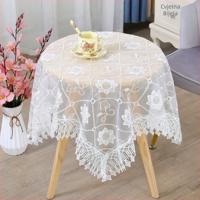 Stolnjak s floralnim uzorkom, okrugli, poliester, europski stil, za kućnu upotrebu