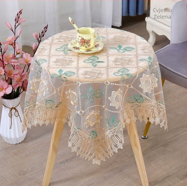 Stolnjak s floralnim uzorkom, okrugli, poliester, europski stil, za kućnu upotrebu