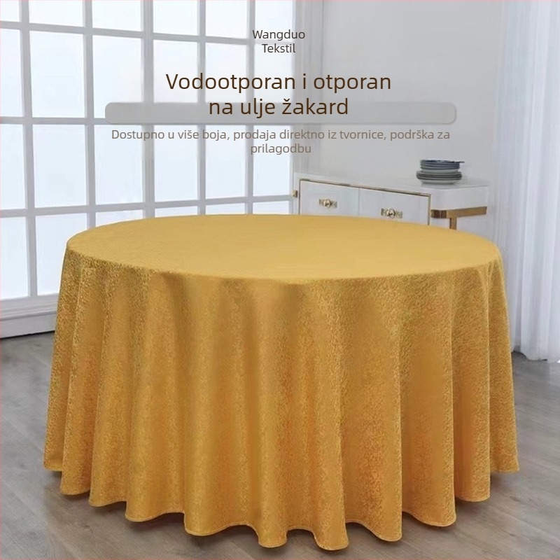 Hotelska okrugla stolnjak od poliestera, vodootporan i otporan na ulje, debeli Jacquard