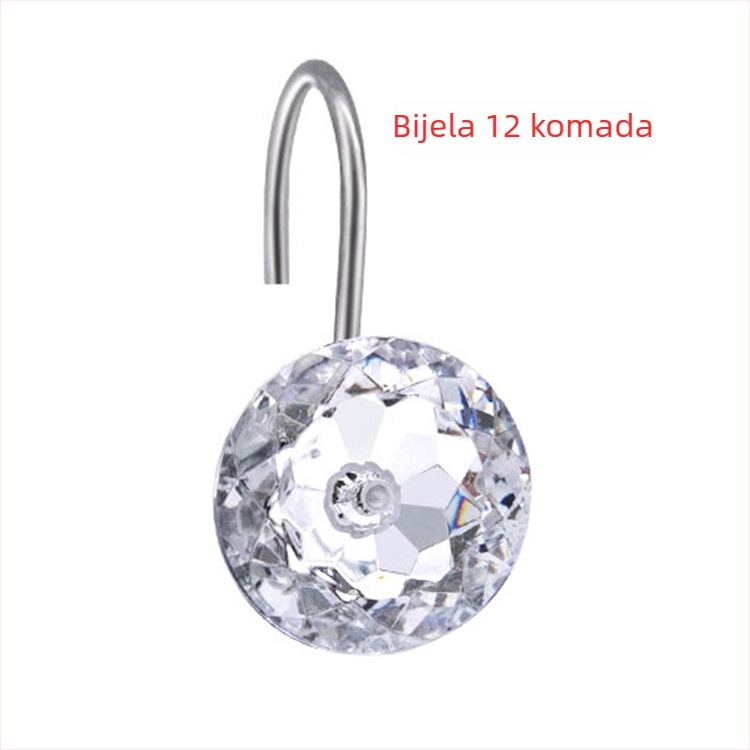 Akrilni kukica za zavjesu tuša, jednostavna kuka, moderan minimalistički stil, paket od 12 komada