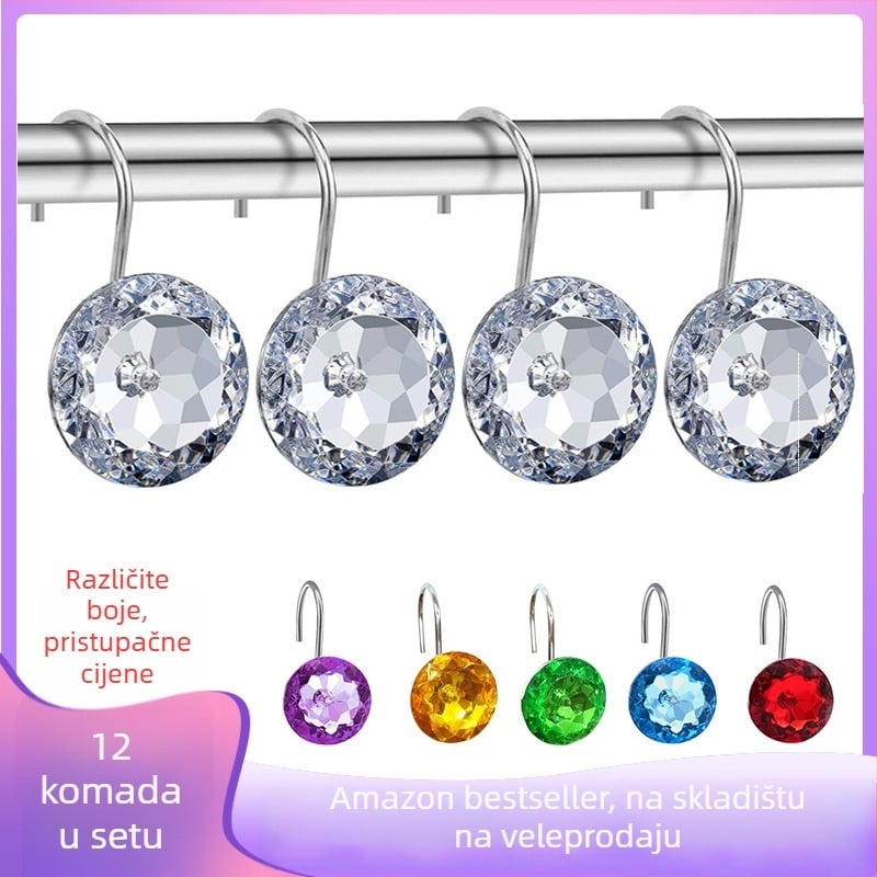 Akrilni kukica za zavjesu tuša, jednostavna kuka, moderan minimalistički stil, paket od 12 komada