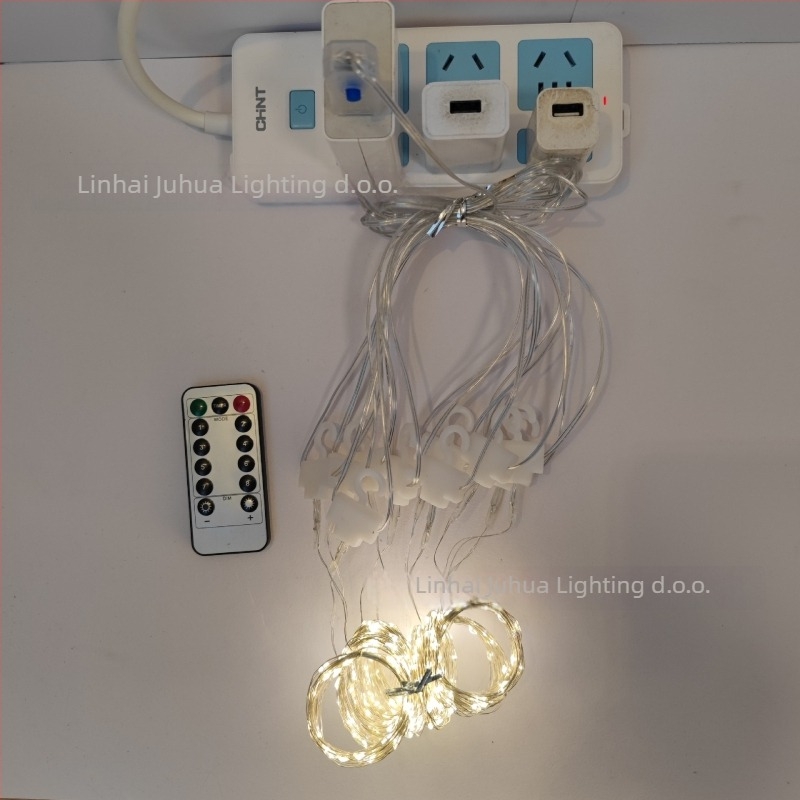 LED zavjesa svjetlosni niz s 300 LED dioda, IP68, USB napajanje 5V, dimabilan daljinskim upravljačem, 3000K