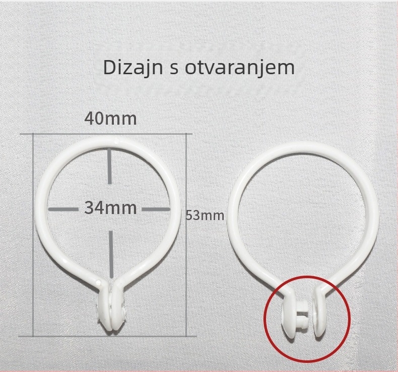 Plastični prstenovi za zavjese za rimske šipke – moderni minimalistički stil