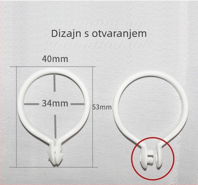 Plastični prstenovi za zavjese za rimske šipke – moderni minimalistički stil
