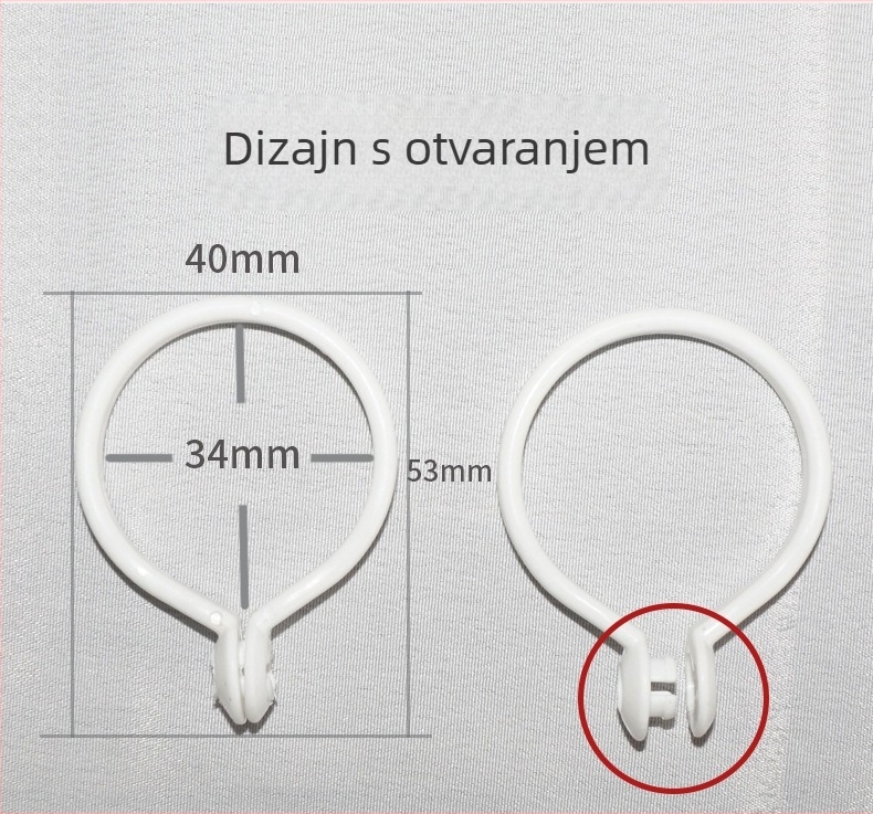 Plastični prstenovi za zavjese za rimske šipke – moderni minimalistički stil