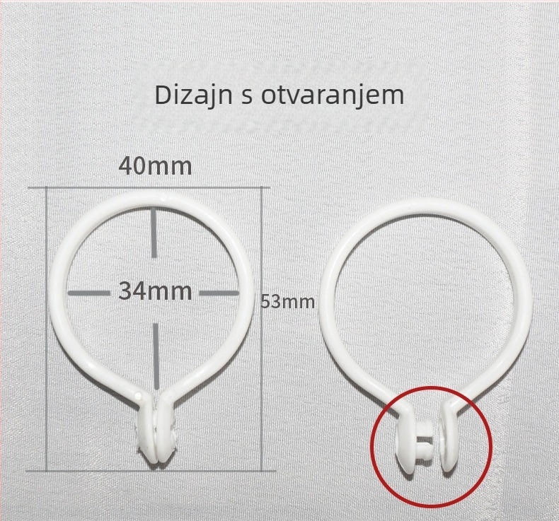 Plastični prstenovi za zavjese za rimske šipke – moderni minimalistički stil