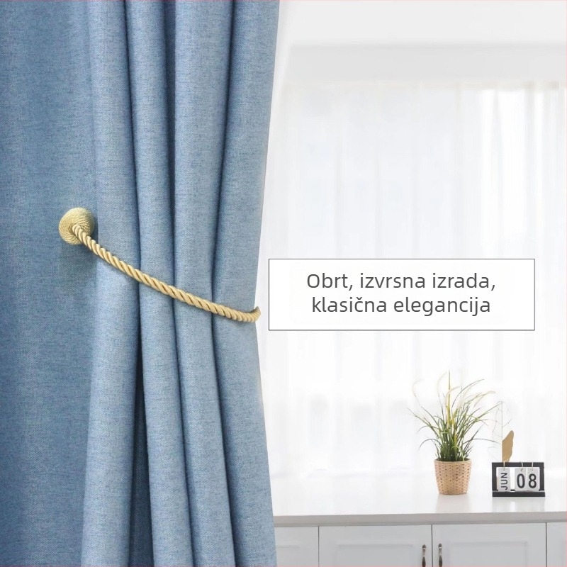 Moderna minimalistička zavjesa vezica s trostrukim užetom i cilindričnim magnetskim kopčom, bez bušenja