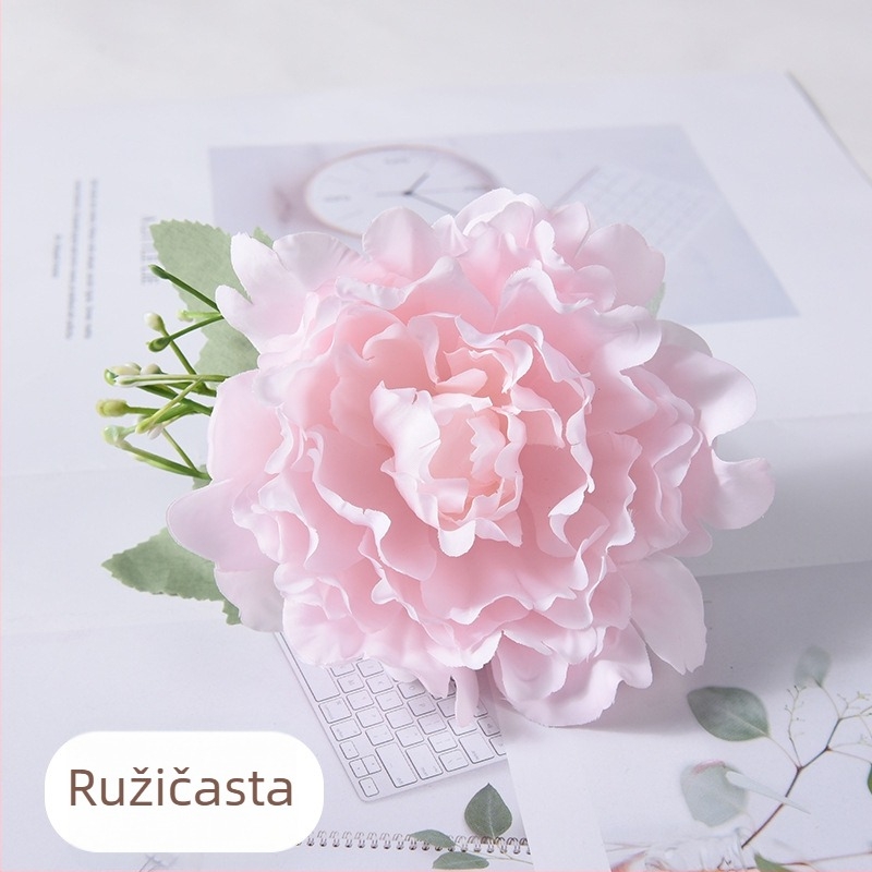 Nordijski stil klipsa za zavjese s umjetnim božurom — elegantan minimalistički dekor za svadbenu sobu