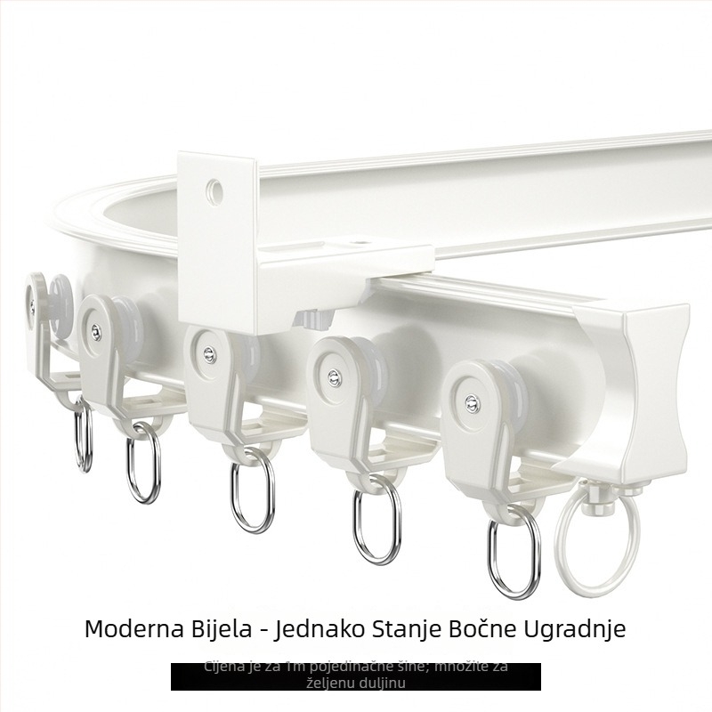 Šina za zavjese od aluminijske legure, lukova oblika, kutni balkon U- i L-oblik, ručno savijena, deblja, za zavjese za vješanje, model 5028, stil luksuza.