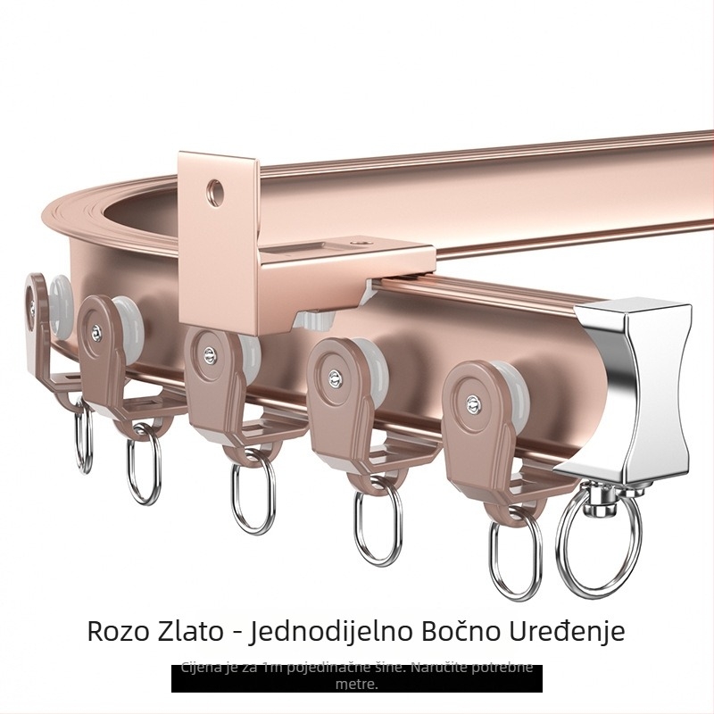 Šina za zavjese od aluminijske legure, lukova oblika, kutni balkon U- i L-oblik, ručno savijena, deblja, za zavjese za vješanje, model 5028, stil luksuza.