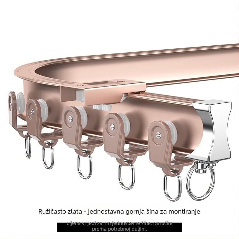 Šina za zavjese od aluminijske legure, lukova oblika, kutni balkon U- i L-oblik, ručno savijena, deblja, za zavjese za vješanje, model 5028, stil luksuza.