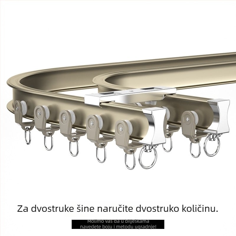Šina za zavjese od aluminijske legure, lukova oblika, kutni balkon U- i L-oblik, ručno savijena, deblja, za zavjese za vješanje, model 5028, stil luksuza.