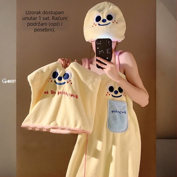 Nosiva kupaonska ručnik haljina, brzo sušenje, poliester, 500 g+, 19-niti, trodjelni set s kapom za sušenje kose