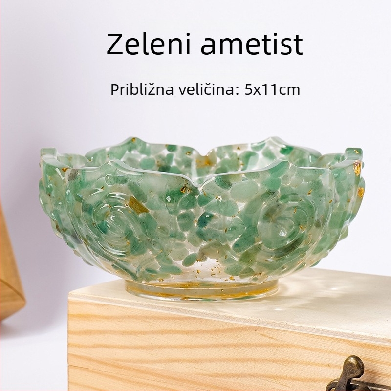 Prirodna kristalna posuda u obliku lotosa, kutija za nakit i dekorativni predmet za odlaganje