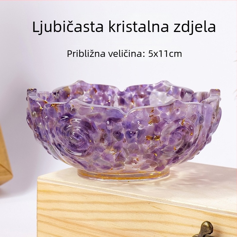 Prirodna kristalna posuda u obliku lotosa, kutija za nakit i dekorativni predmet za odlaganje