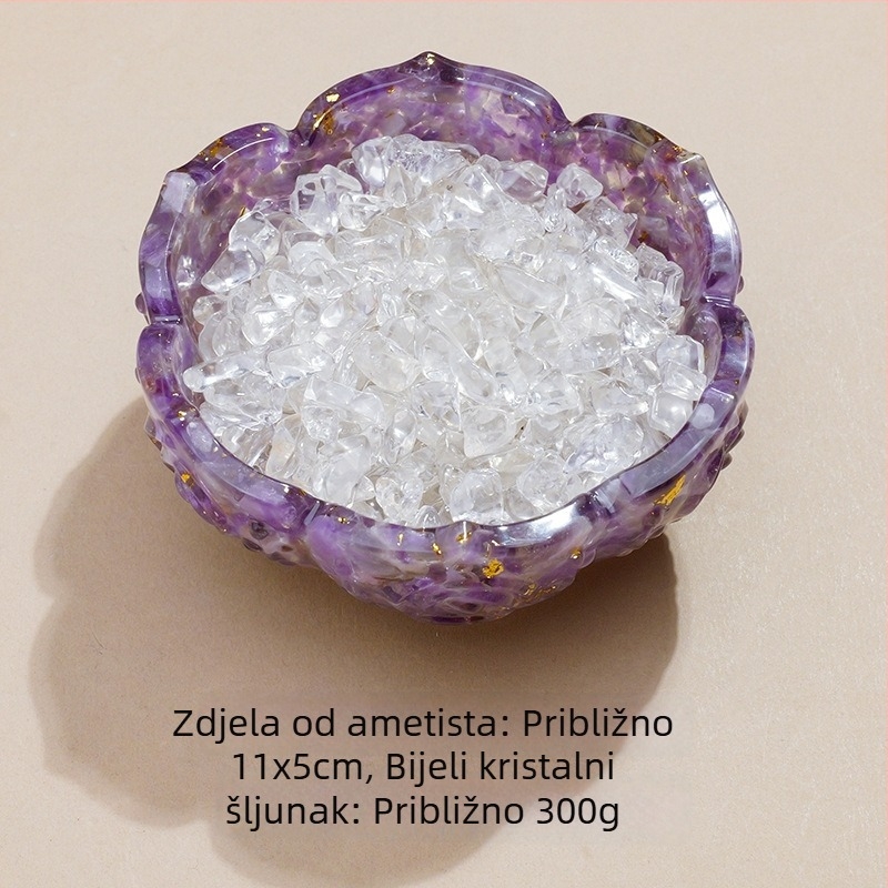 Prirodna kristalna posuda u obliku lotosa, kutija za nakit i dekorativni predmet za odlaganje