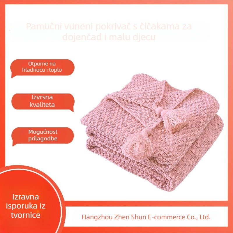 Ćebe s resicama, pleteno od akrila, 800–999 g, Instagram stil