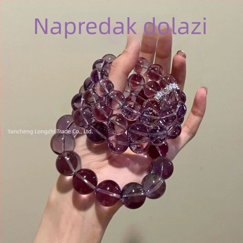 Narukvica od ametistnog kristala, ručno pletena, polirana, unisex, proljeće 2025 izlazak
