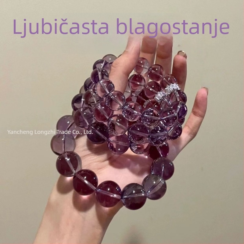 Narukvica od ametistnog kristala, ručno pletena, polirana, unisex, proljeće 2025 izlazak