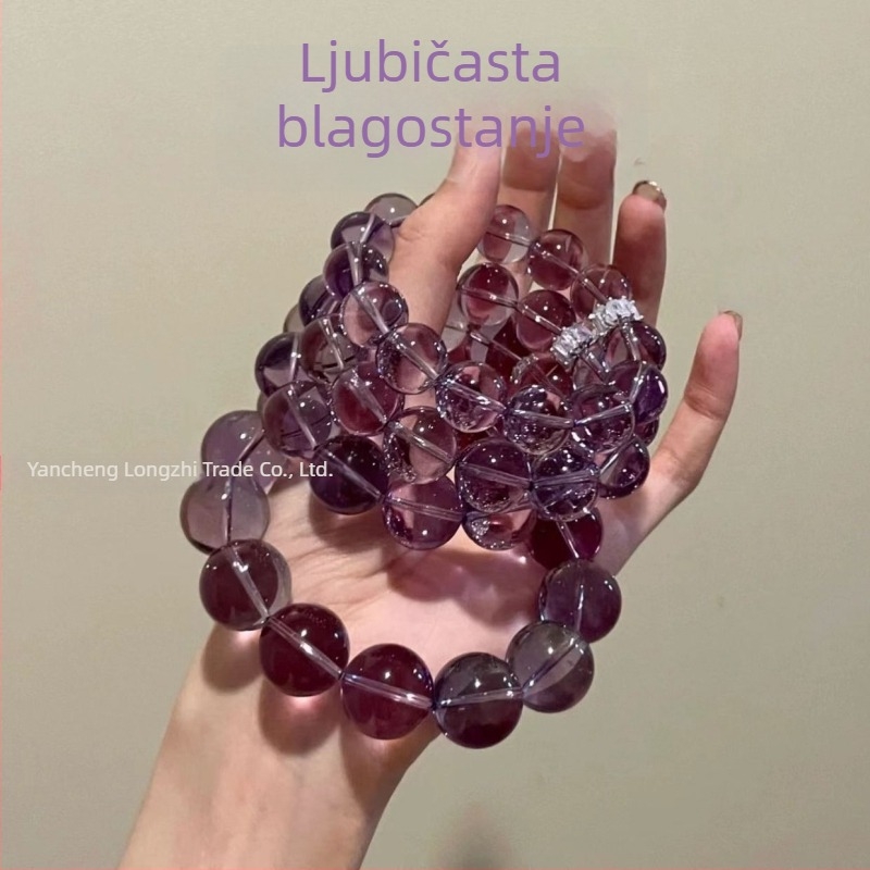 Narukvica od ametistnog kristala, ručno pletena, polirana, unisex, proljeće 2025 izlazak