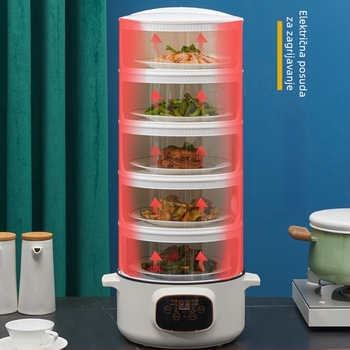 Shengleju Izolirani plastični poklopac za hranu s električnim grijanjem, više-slojni klizni poklopac za ostatke, inteligentno zadržavanje topline