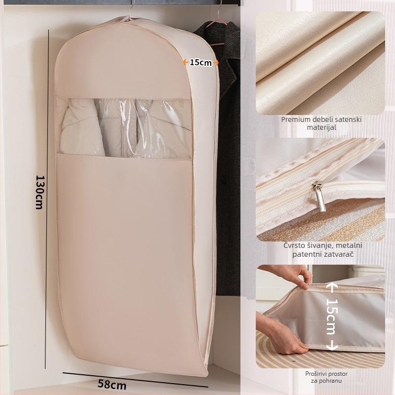 Zaštitni pokrov za odjeću za garderobu - saten i plastika, japanski stil, otporan na prašinu i vlagu, Shangxun