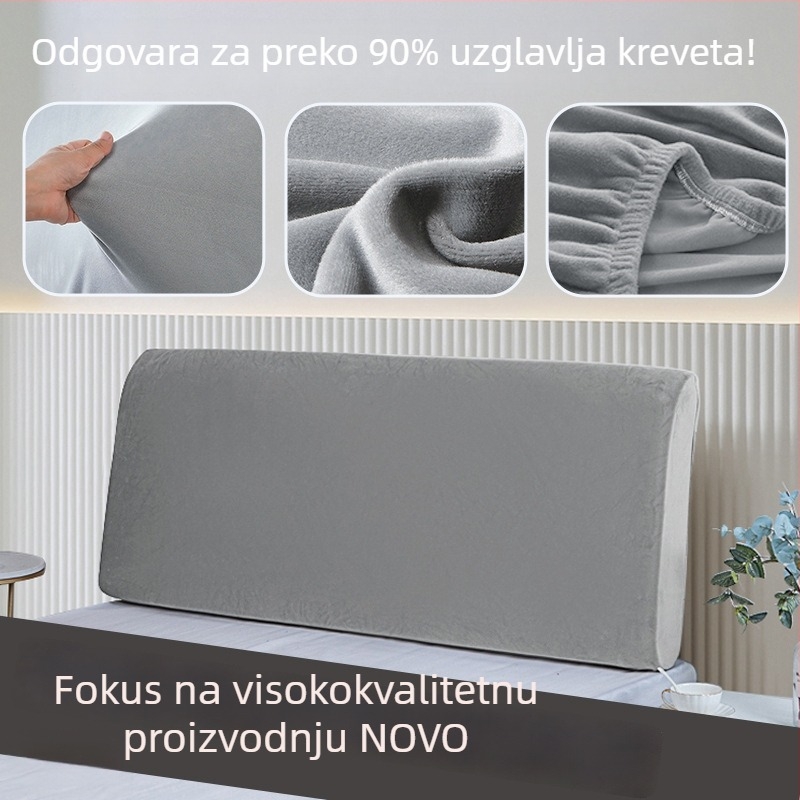 Velúr navlaka za stražnji dio kreveta od drvenog okvira, s elastičnim, pojačanim preklopom, potpuno pokrivena, mekano podstavljeno stražnje