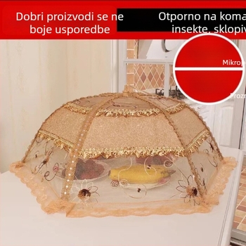 Poklopac za tanjur s čipkom, sklopivi mrežasti poklopac protiv muha i komaraca, korejski stil, lansirano 2023