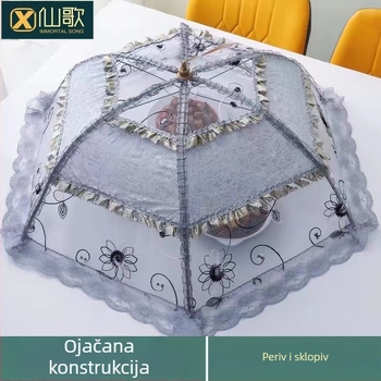 Poklopac za tanjur s čipkom, sklopivi mrežasti poklopac protiv muha i komaraca, korejski stil, lansirano 2023