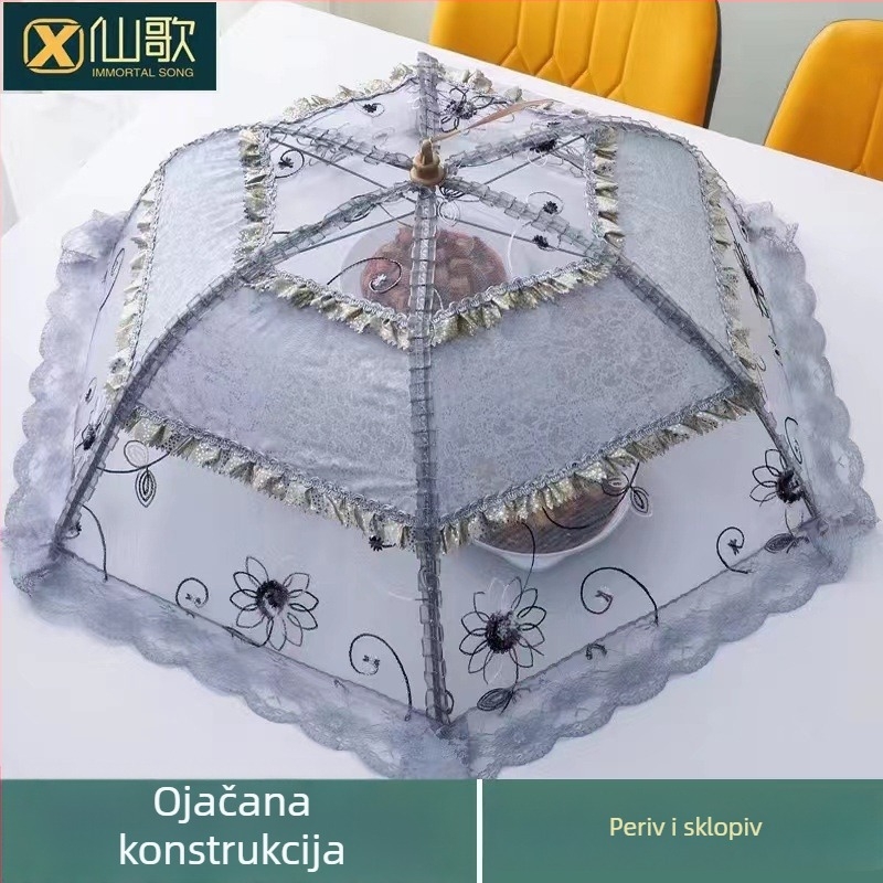 Poklopac za tanjur s čipkom, sklopivi mrežasti poklopac protiv muha i komaraca, korejski stil, lansirano 2023