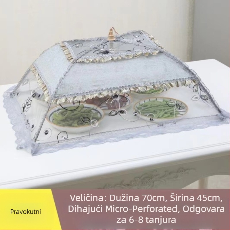 Poklopac za tanjur s čipkom, sklopivi mrežasti poklopac protiv muha i komaraca, korejski stil, lansirano 2023