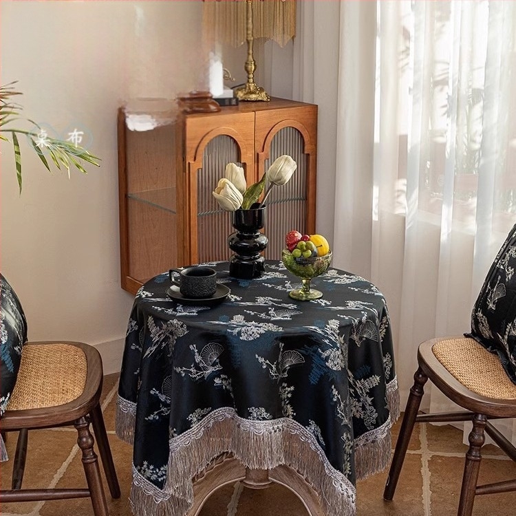 Stolnjak s vezom, materijal od tkanine, moderan kineski stil, uzorak biljaka i cvijeća