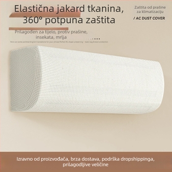 Elastični zaštitni pokrov protiv prašine za unutarnje zidne klima uređaje, s panelom protiv izravnog protoka zraka