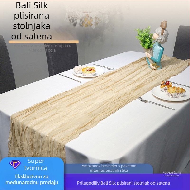 Boemski stolni runner od poliestera s voile i cheesecloth, jednobojan, za vjenčanje i zabave