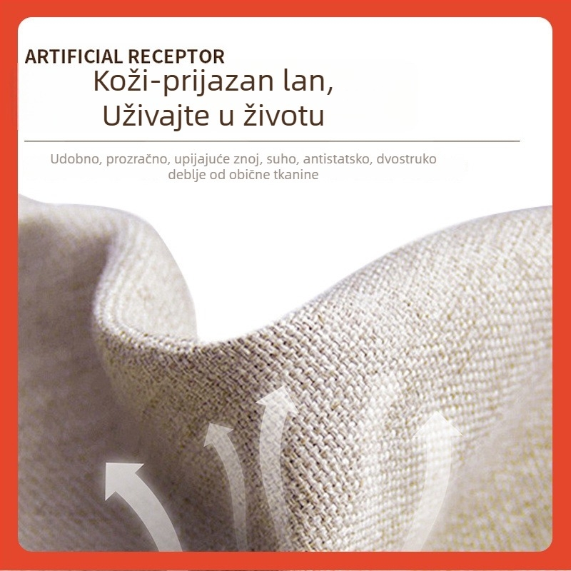 Laneni jastuk za uzglavlje, prozračan, upija znoj, mekana potpora, uklonjiv i periv