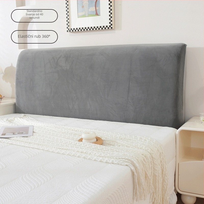 Univerzalni pokrivalo za naslon kreveta s elastičnim potpuno obloženim dizajnom, poliester, moderni minimalistički stil, zaštita od prašine i podrška za leđa.