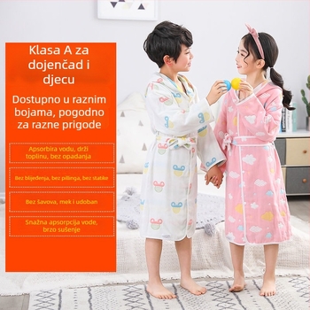 Unique dječji pamučni ogrtač za kupanje i kapuljača od ručnika